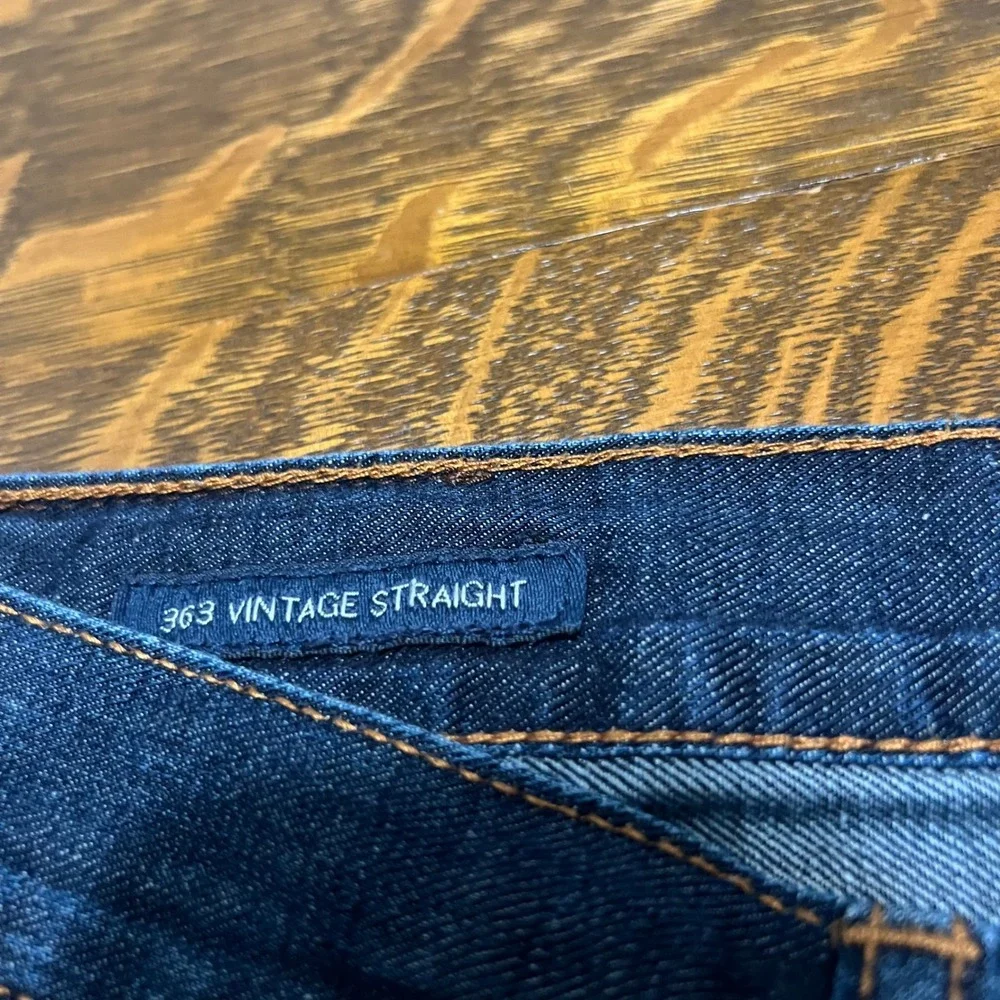 Lucky Brand 363 Vintage Straight Mens 36x34 Dark Wash Cotton Linen Jeans